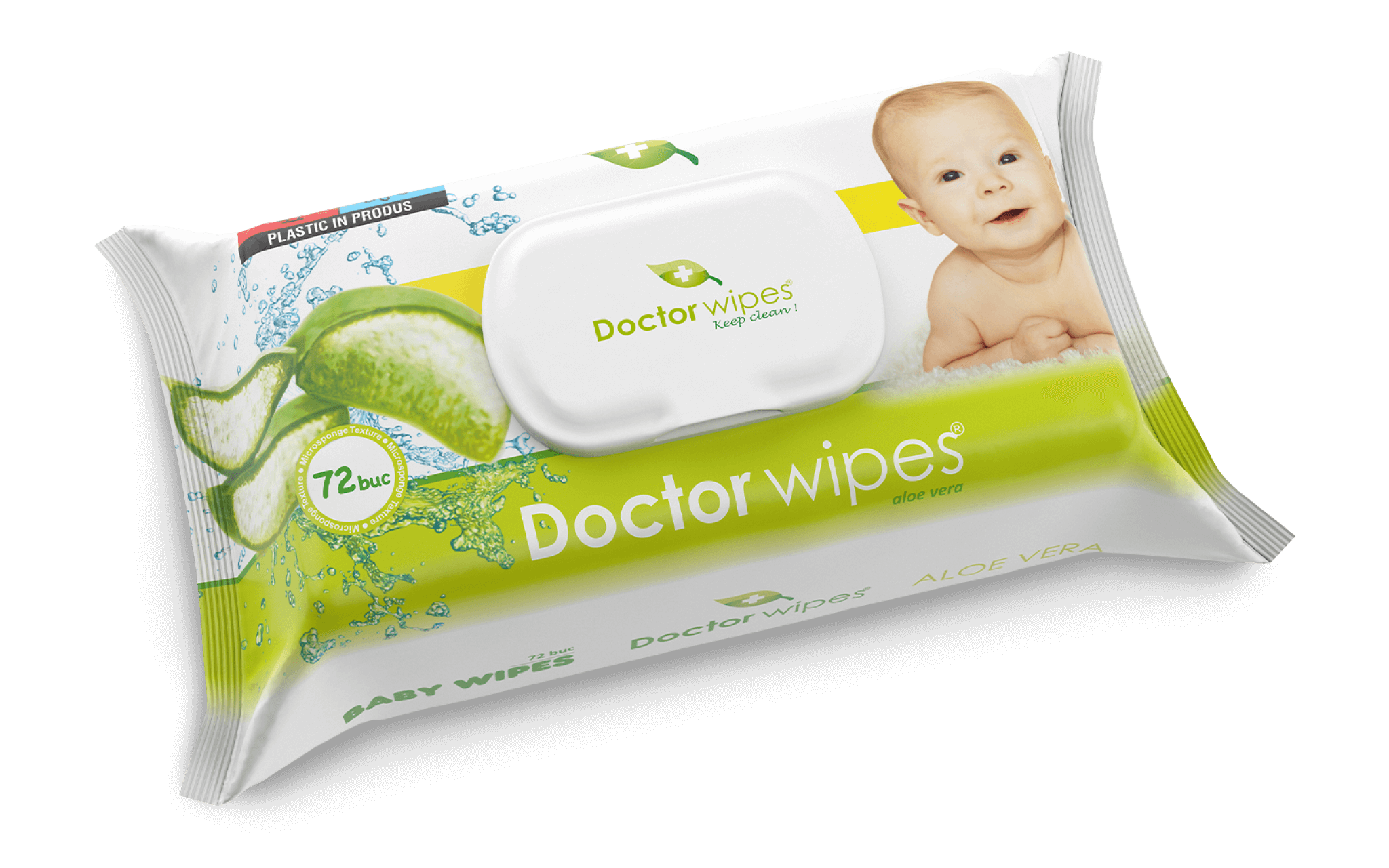 Dr. Wipes Aloe Vera 72 buc - Servetele umede cu capac