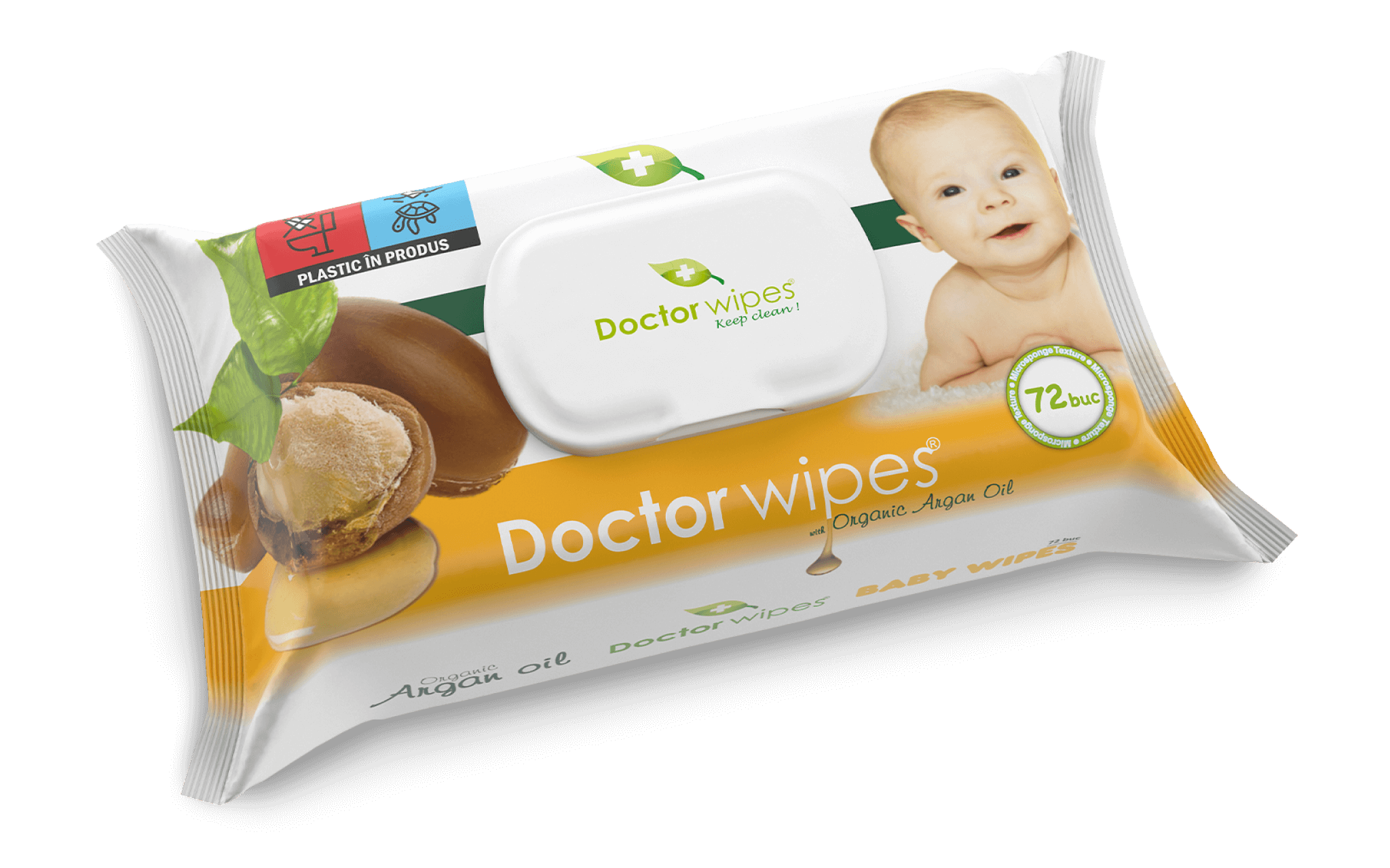Dr. Wipes Argan 72 buc - Servetele umede cu capac
