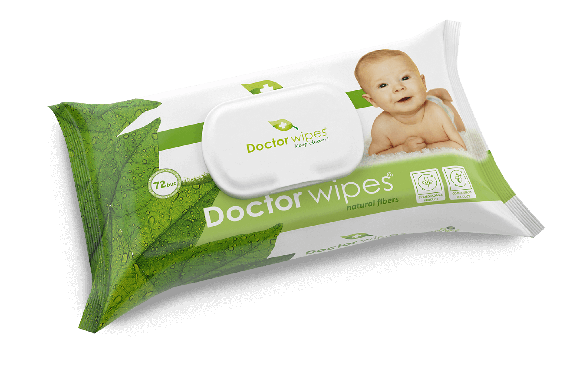 Dr. Wipes Biodegradabil - Servetele umede cu capac