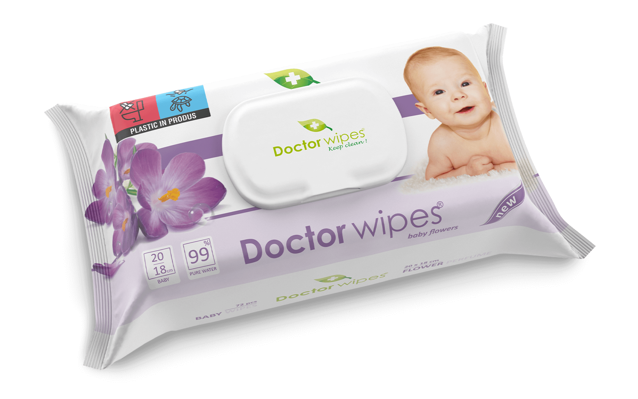 Baby Flowers 72 buc - Servetele umede cu capac