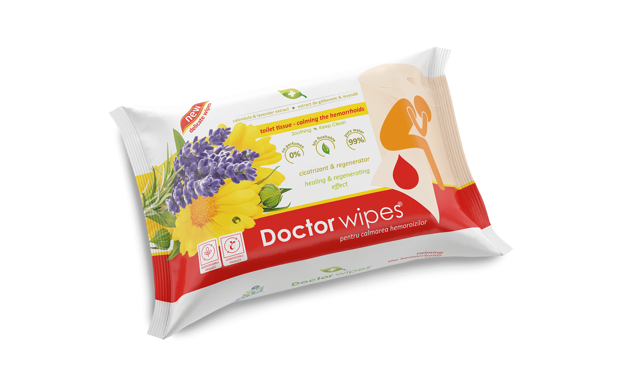Dr. Wipes Flush Hemo 42 buc - Servetele umede fara capac