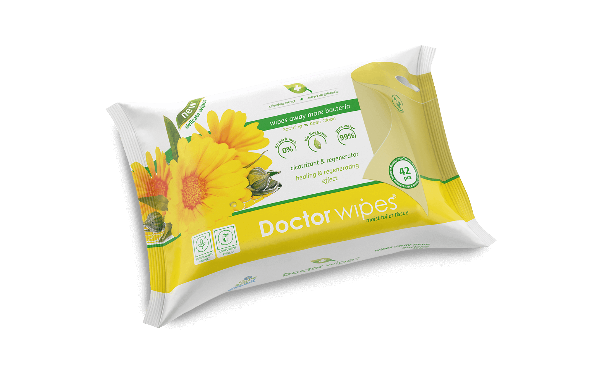 Dr. Wipes Galbenele 42 buc - Hartie igienica umeda fara capac
