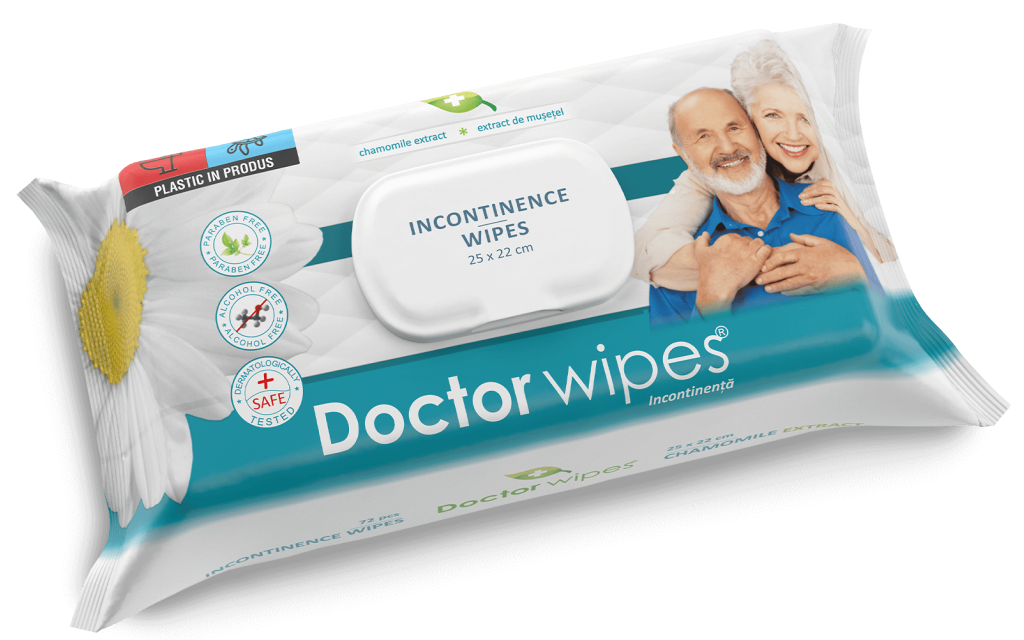 Dr. Wipes Incontinenta Musetel 72 buc - Servetele umede cu capac