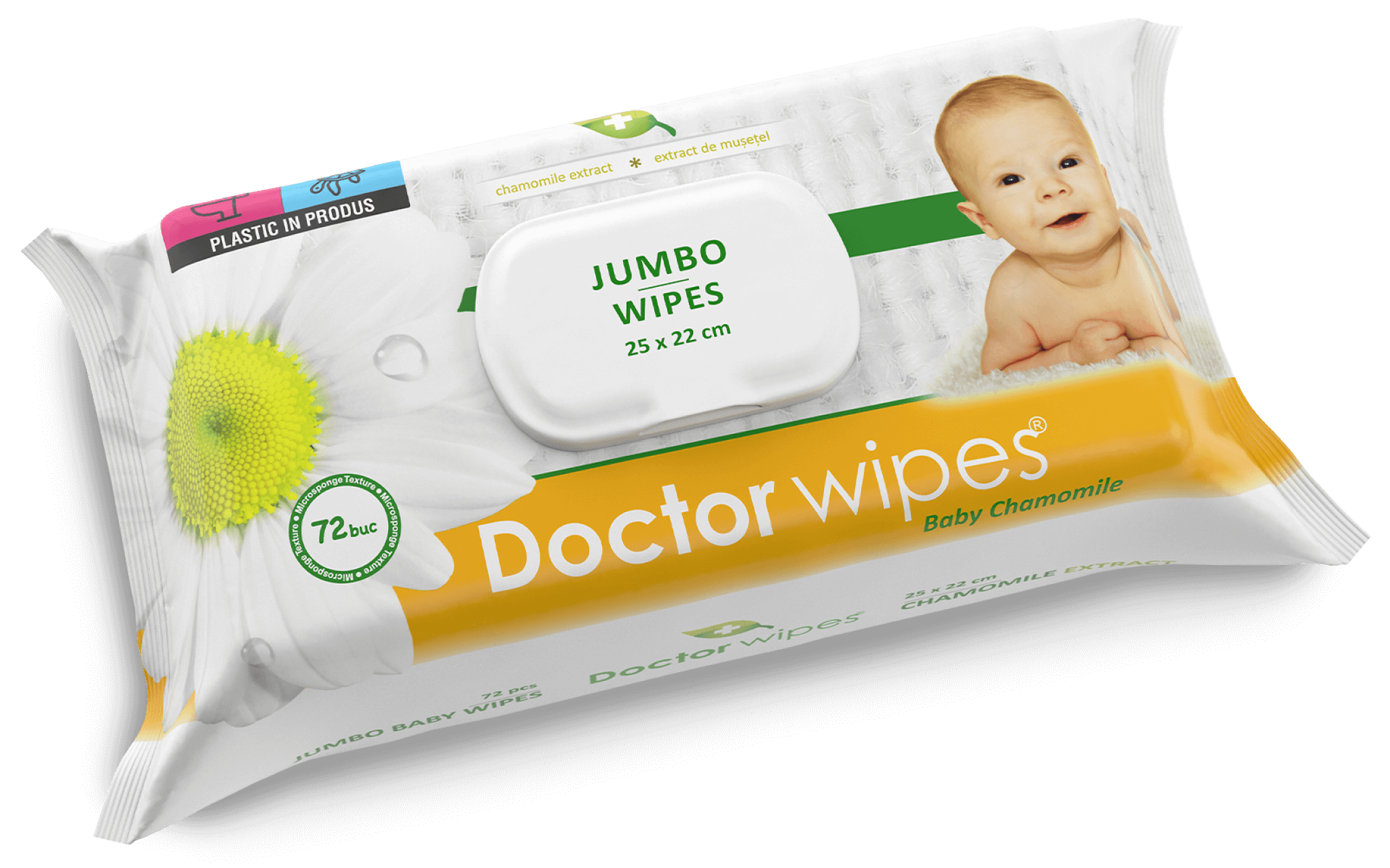 Dr. Wipes Musetel Jumbo 72 buc - Servetele umede cu capac