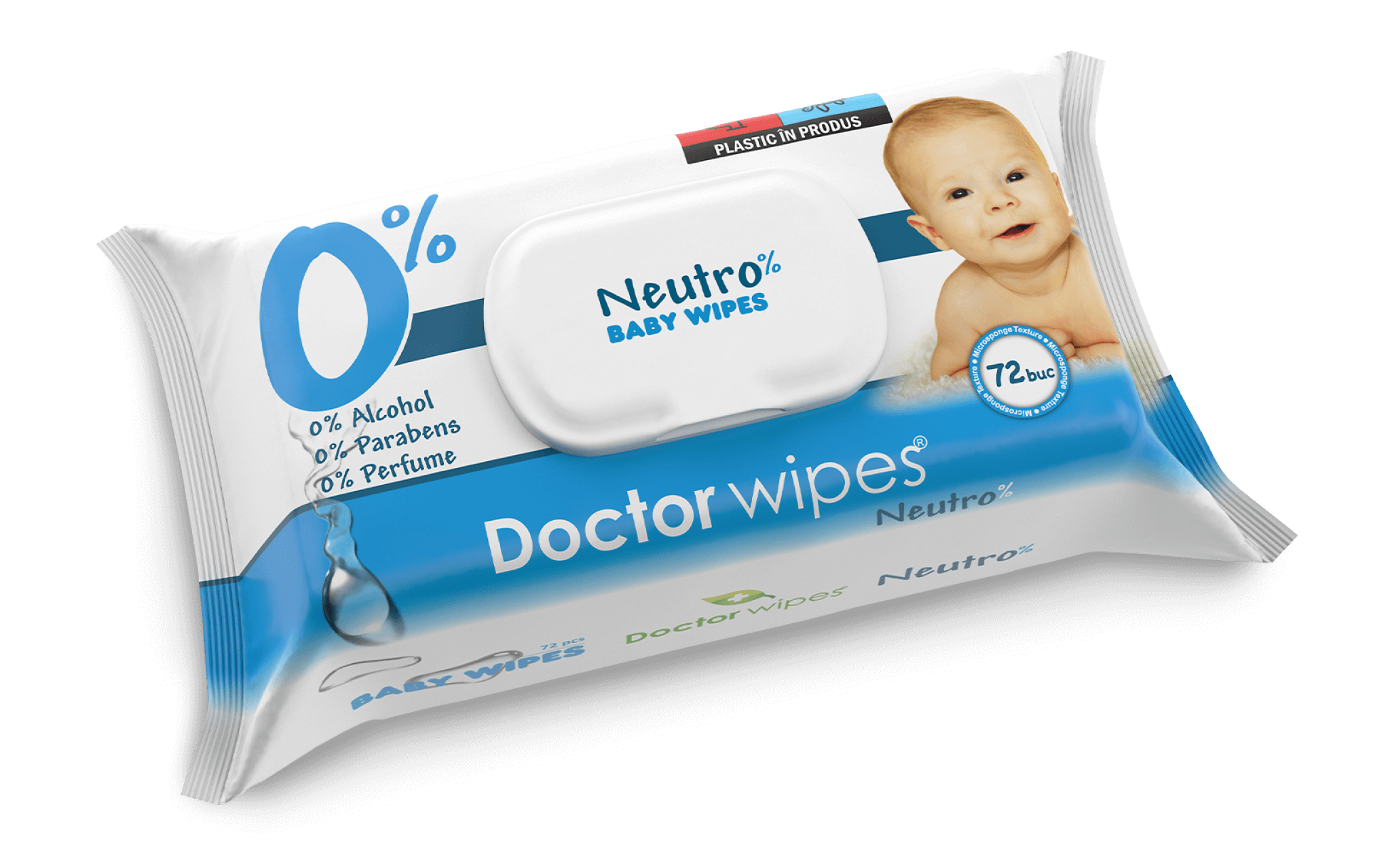Dr. Wipes Neutro 72 buc - Servetele umede cu capac