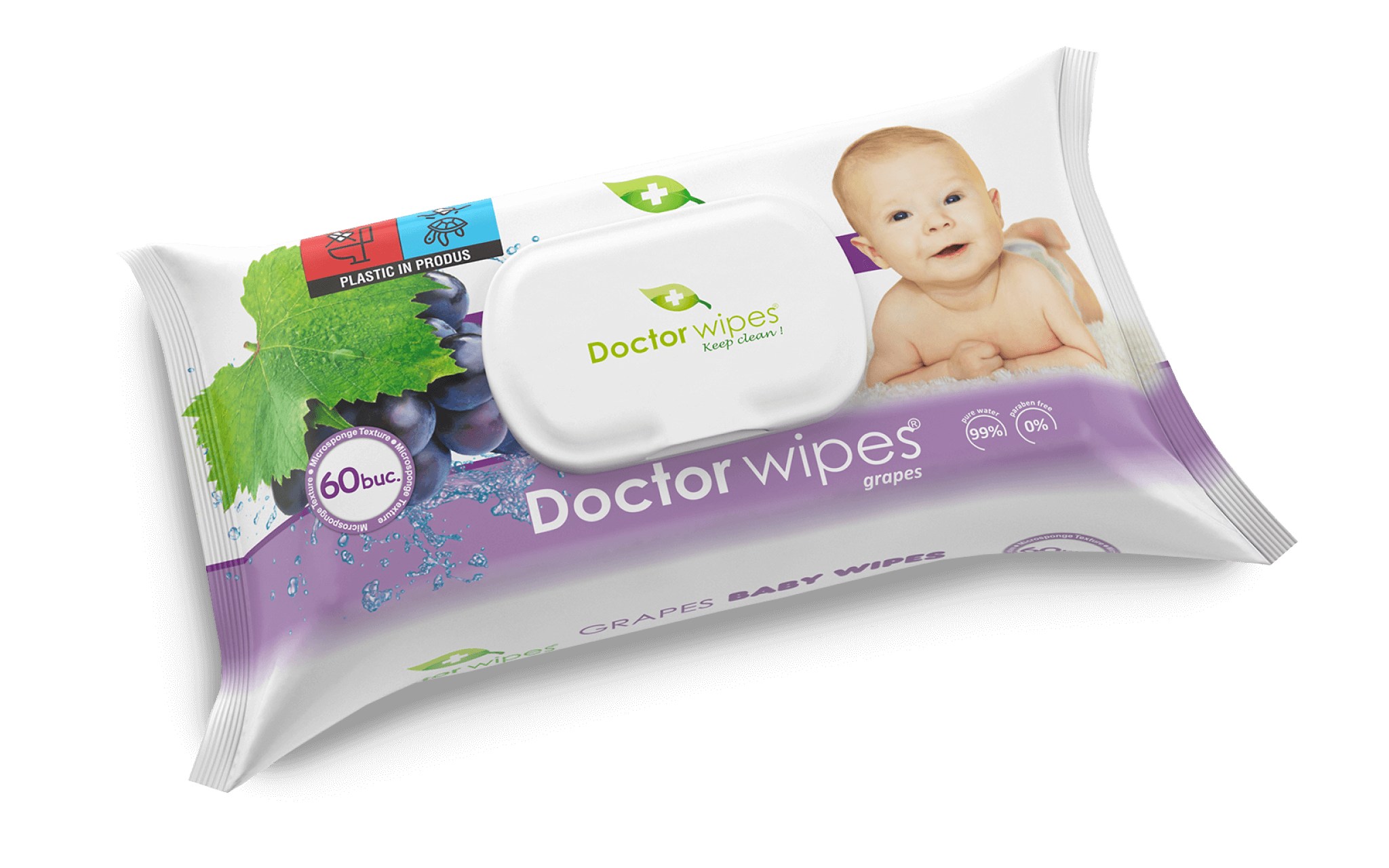 Dr. Wipes Seminte de Struguri : Grapes 60pcs - Servetele umede cu capac